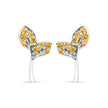925 Sterling Silver 1/16ct TDW  Yellow Treated Diamond Leaf Earrings