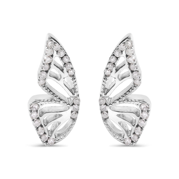 .925 Sterling Silver 1/6ct TDW Diamond Butterfly Earrings
