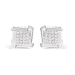 10K White Gold 1/2 Cttw Composite  Princess Diamond Square and Swirl Stud Earrings (I-J Color, I1-I2 Clarity)