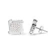 10K White Gold 1/2 Cttw Composite  Princess Diamond Square and Swirl Stud Earrings (I-J Color, I1-I2 Clarity)