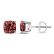 14K White Gold 1 1/2 Cttw Lab Grown Pink Cushion 4-Prong Set Classic Diamond Solitaire Stud Earrings (Pink Color, VS1-VS2 Clarity)