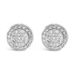 .925 Sterling Silver 3/4 Cttw Diamond Composite and Halo Stud Earrings (H-I Color, SI1-SI2 Clarity)