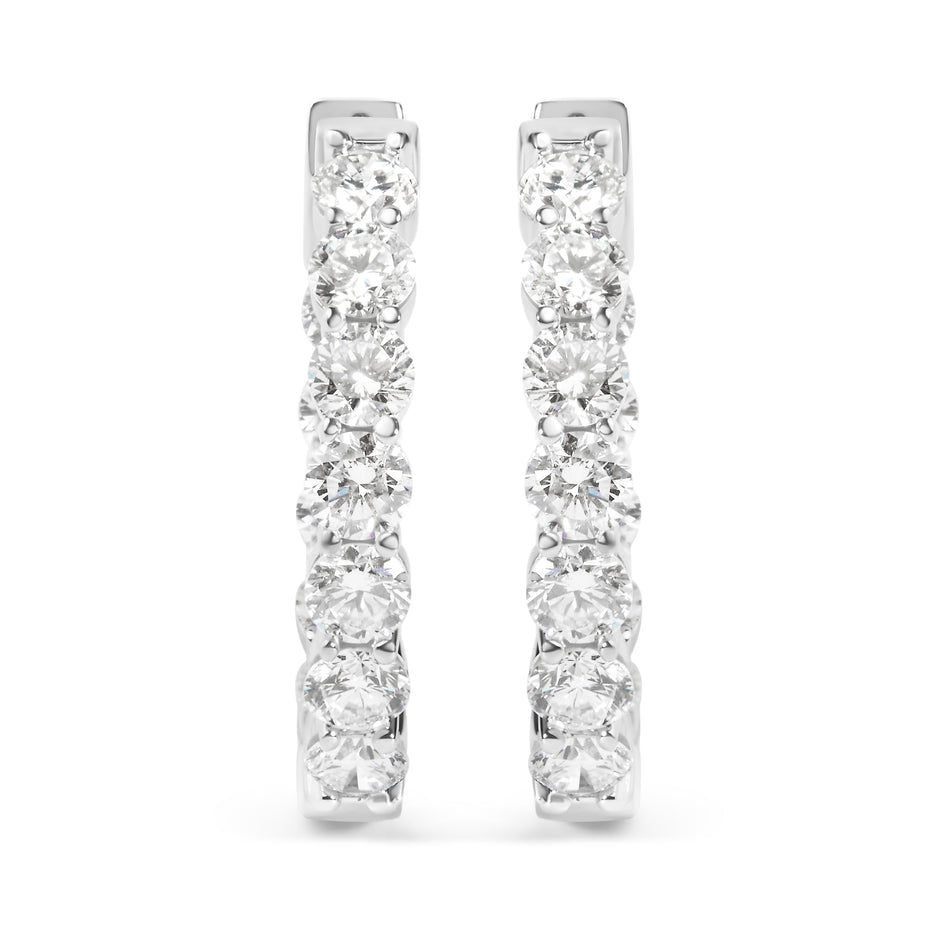 14K White Gold 5.00 Cttw Lab-Grown Diamond Inside Out Hoop Earrings