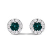 .925 Sterling Silver 1/3 Cttw White and Blue Diamond Halo Stud Earring