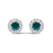 .925 Sterling Silver 1/2 Cttw Blue Diamond Halo Stud Earring