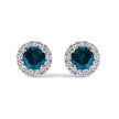 .925 Sterling Silver 1.00 Cttw Blue Diamond Halo Stud Earring