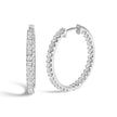 14K White Gold 2.00 Cttw Princess Diamond Inside Out Elongated Hoop Earrings