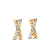 14K Yellow Gold Plated Sterling Silver 1/5 Cttw Diamond Twisted Design Hoop Earrings