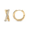 14K Yellow Gold Plated Sterling Silver 1/5 Cttw Diamond Twisted Design Hoop Earrings