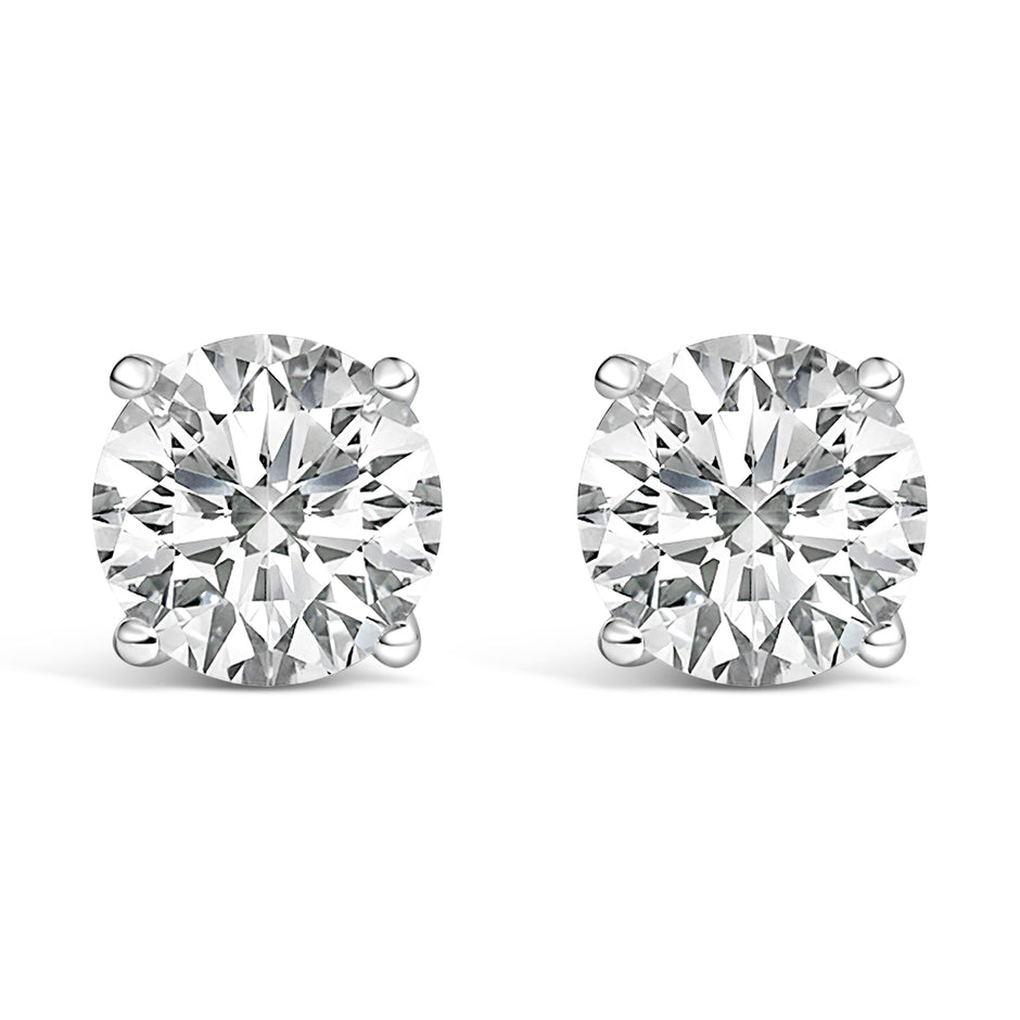 14K White Gold 1.00 Cttw Lab Grown Diamond Solitaire Stud Earrings