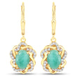 2.36 Carat Genuine Emerald and White Topaz .925 Sterling Silver Earrings