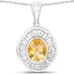 4.18 Carat Genuine Citrine and White Topaz .925 Sterling Silver Pendant