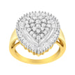 10K Yellow Gold 1.0 Cttw Round and Baguette Cut Diamond Oval Shaped Cluster Ring (I-J Color, I1-I2 Clarity) - Size 7