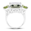 11.90 Carat Genuine Green Amethyst and Peridot .925 Sterling Silver Ring