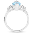 3.78 Carat Genuine Swiss Blue Topaz and White Topaz .925 Sterling Silver Ring