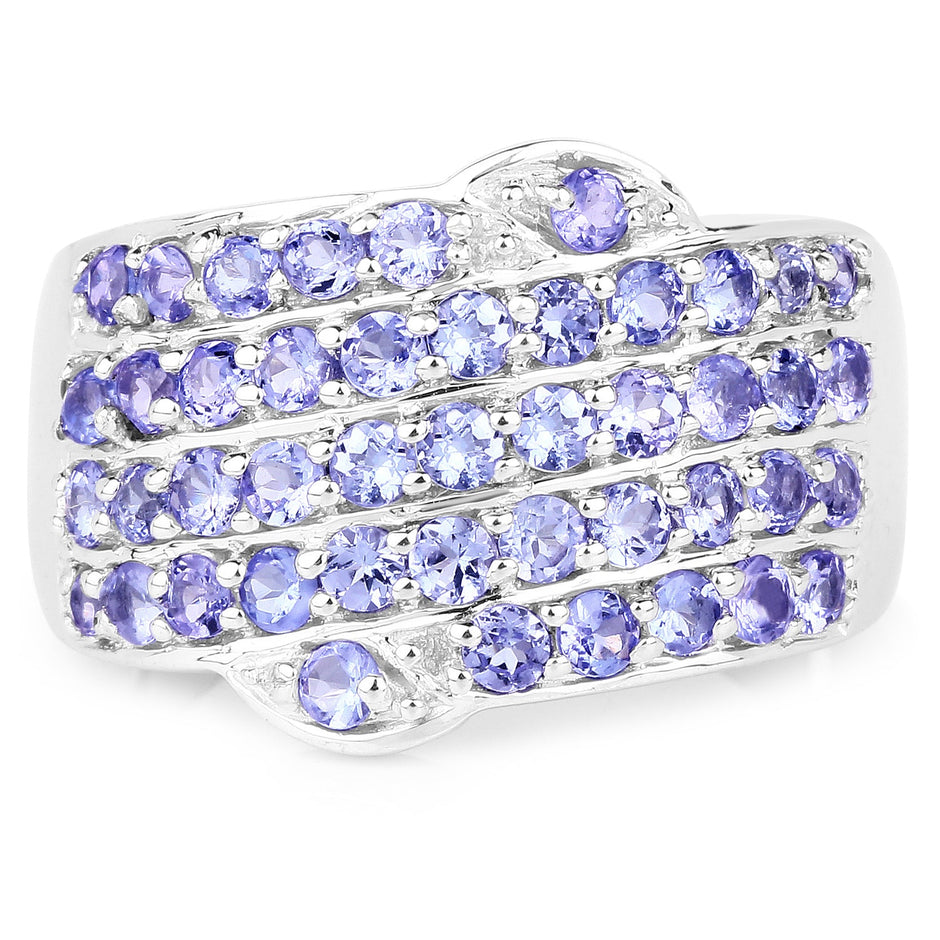 1.58 Carat Genuine Tanzanite .925 Sterling Silver Ring