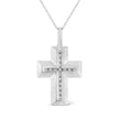 .925 Sterling Silver Prong-Set Diamond Accent Bold Cross 18