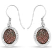 4.72 Carat Genuine Copper Bloom Drusy and White Topaz .925 Sterling Silver Earrings