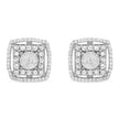 .925 Sterling Silver 1.0 Cttw Round Diamond Double Halo and Disc Stud Earring (I-J Color, I2-I3 Clarity)