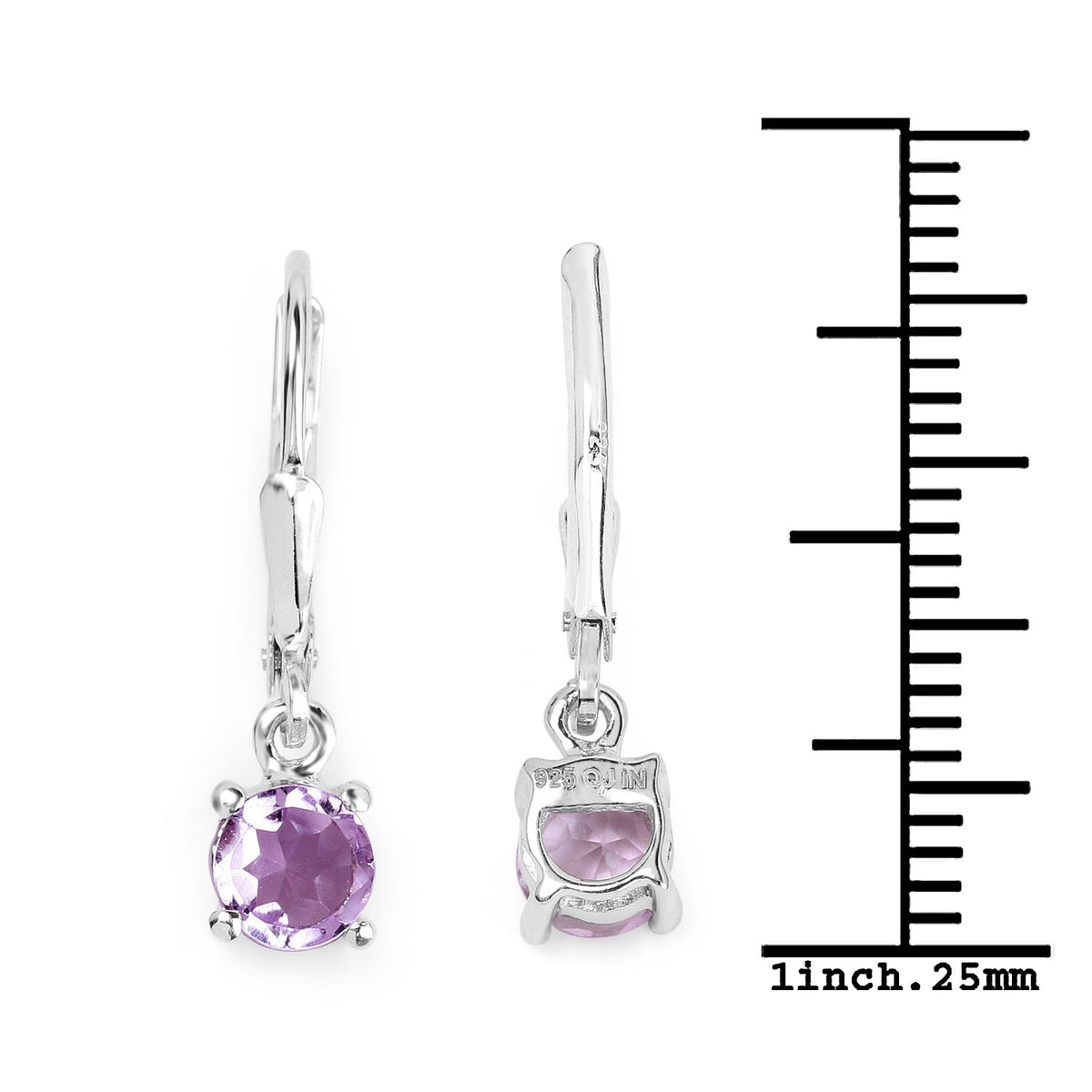 1.00 Carat Genuine Pink Amethyst .925 Sterling Silver Earrings