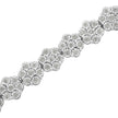 .925 Sterling Silver 2.0 cttw Diamond 7 Stone Floral Cluster Link Bracelet (I-J Color, I3 Clarity) -7.25