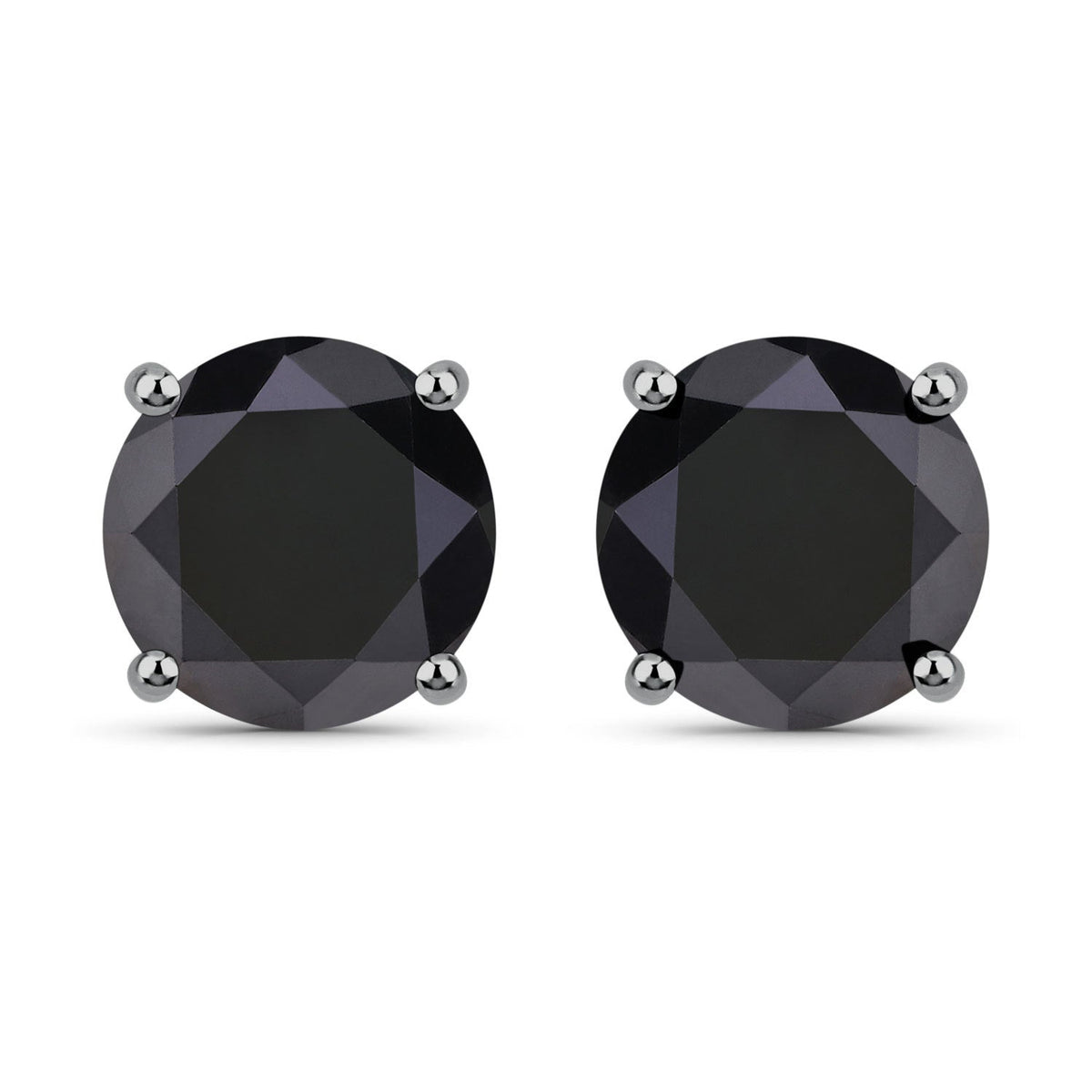 4.25 Carat Genuine Black Diamond 14K White Gold Earrings