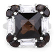 7.43 Carat Genuine Smoky Quartz & White Topaz .925 Sterling Silver Ring