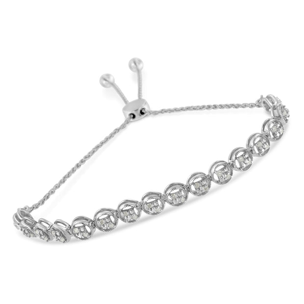 .925 Sterling Silver 1/4 cttw Round-cut Diamond Bolo Bracelet (I-J Color, I3 Clarity)