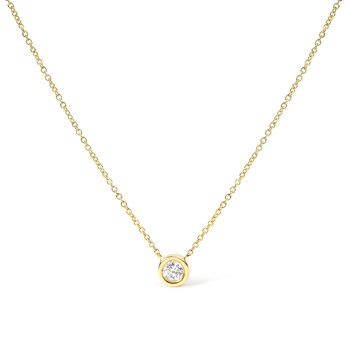 2 Micron 14K Rose Gold Plated Sterling Silver Bezel-Set Diamond Solitaire Pendant Necklace (1/3 cttw, H-I Color, I1-I2 Clarity)
