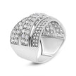 .925 Sterling Silver 2.00 Cttw Round-Cut Diamond Overlapping Bypass Band Ring (I-J Color, I2-I3 Clarity) - Ring Size 7