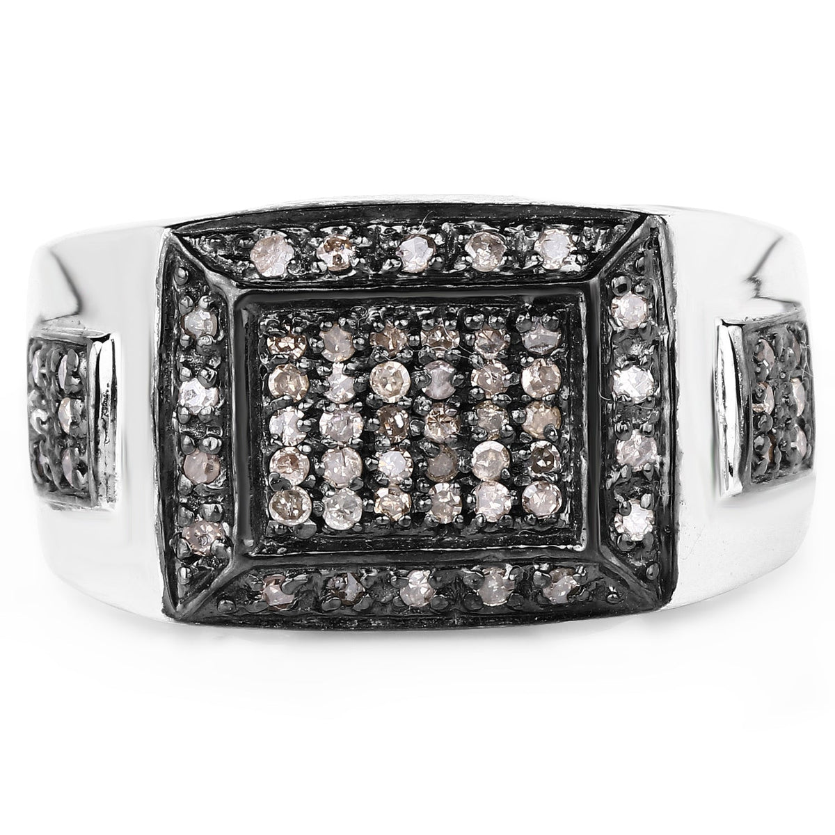 0.52 Carat Genuine Champagne Diamond .925 Sterling Silver Ring