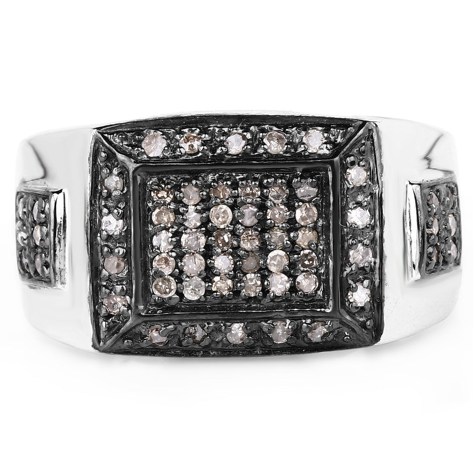 0.52 Carat Genuine Champagne Diamond .925 Sterling Silver Ring