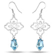 12.82 Carat Genuine Swiss Blue Topaz .925 Sterling Silver Earrings