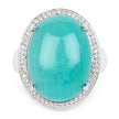 15.09 Carat Genuine Amazanite And White Topaz .925 Sterling Silver Ring
