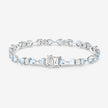 7.36 Carat Genuine Aquamarine and White Diamond .925 Sterling Silver Bracelet - Bracelets - Custom Crafting Alliance, LLC