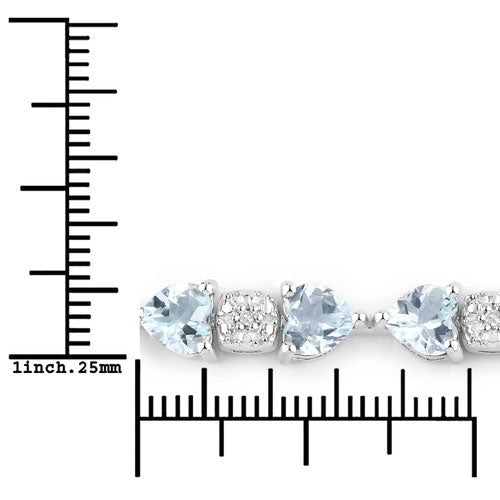 7.36 Carat Genuine Aquamarine and White Diamond .925 Sterling Silver Bracelet - Bracelets - Custom Crafting Alliance, LLC