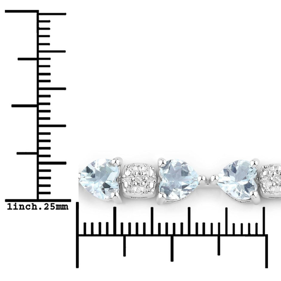 7.36 Carat Genuine Aquamarine and White Diamond .925 Sterling Silver Bracelet - Bracelets - Custom Crafting Alliance, LLC