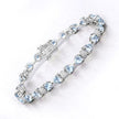 7.36 Carat Genuine Aquamarine and White Diamond .925 Sterling Silver Bracelet - Bracelets - Custom Crafting Alliance, LLC