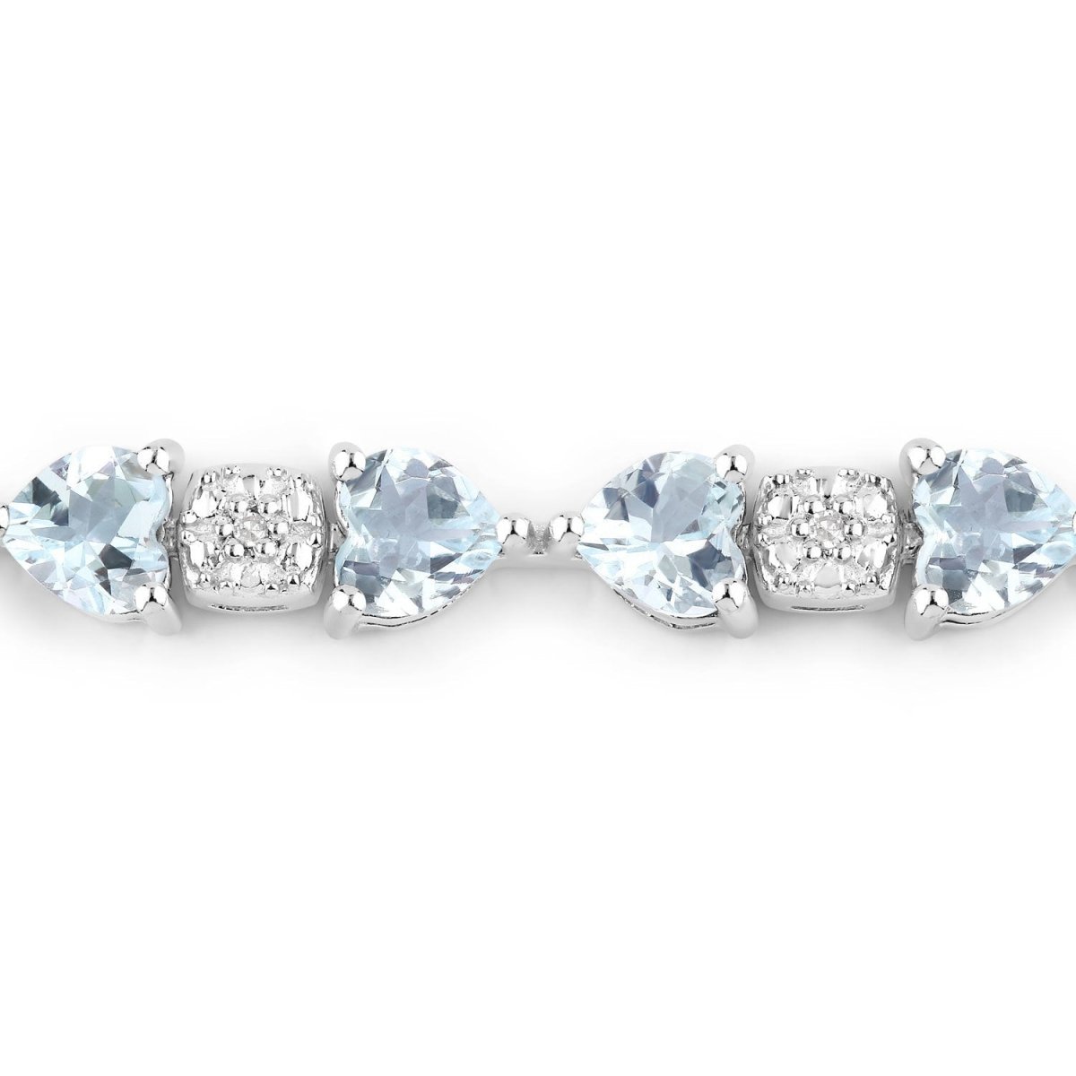 7.36 Carat Genuine Aquamarine and White Diamond .925 Sterling Silver Bracelet - Bracelets - Custom Crafting Alliance, LLC