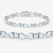 7.36 Carat Genuine Aquamarine and White Diamond .925 Sterling Silver Bracelet - Bracelets - Custom Crafting Alliance, LLC