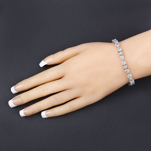 7.36 Carat Genuine Aquamarine and White Diamond .925 Sterling Silver Bracelet - Bracelets - Custom Crafting Alliance, LLC
