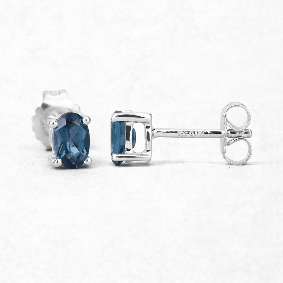 1.08 Carat Genuine London Blue Topaz .925 Sterling Silver Earrings