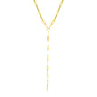 14k Yellow Gold Paperclip Chain Lariat Necklace