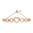10K Rose Gold over .925 Sterling Silver 1/10 Cttw Round-Cut Diamond Heart Link Adjustable Bolo Bracelet (H-I Color, I2-I3 Clarity) - 6