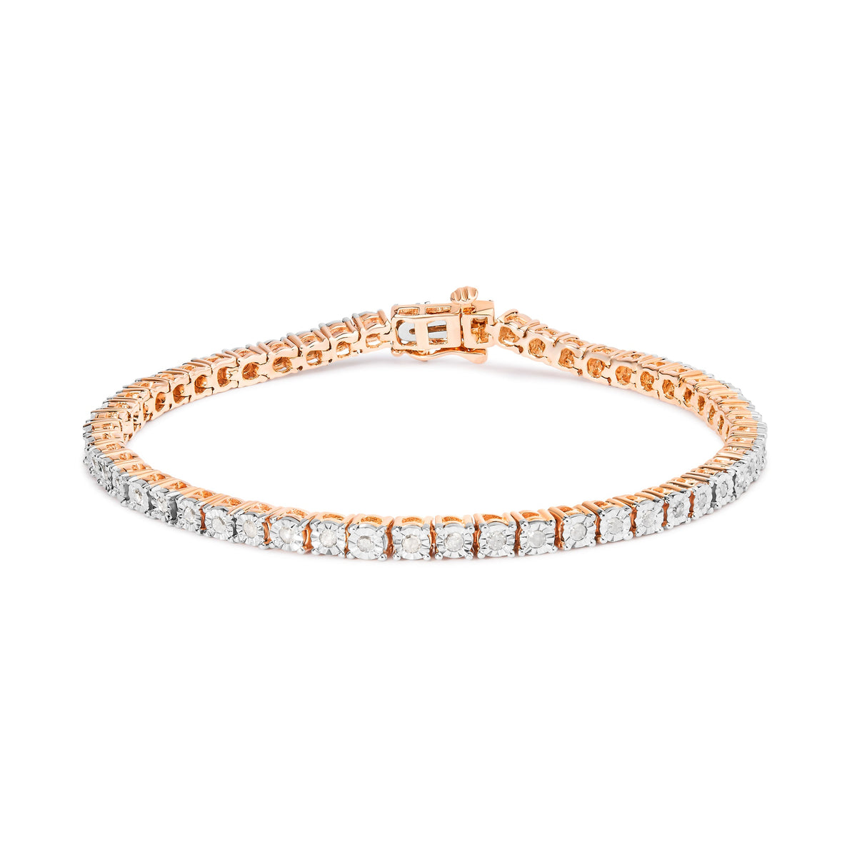 .925 Sterling Silver 1.0 Cttw Miracle-Set Diamond Round Faceted Bezel Tennis Bracelet (I-J Color, I3 Clarity) - 7