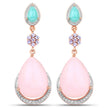 18K Rose Gold Plated 31.93 Carat Genuine Multi Stones .925 Sterling Silver Earrings