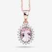 0.81 Carat Genuine Morganite and White Diamond 14K Rose Gold Pendant