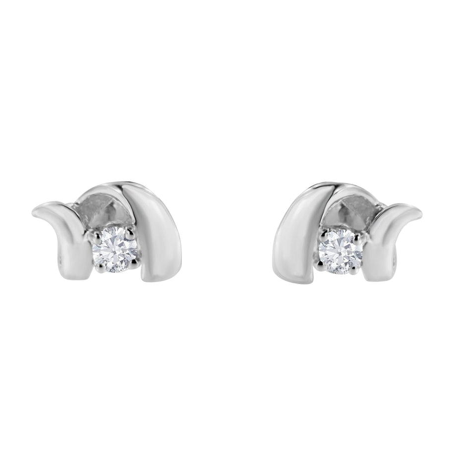 .925 Sterling Silver Round Cut Diamond Fashion Stud Earrings (0.10 cttw, I-J Color, I2-I3 Clarity)