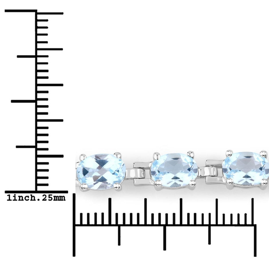 7.60 Carat Genuine Blue Topaz .925 Sterling Silver Bracelet - Bracelets - Custom Crafting Alliance, LLC