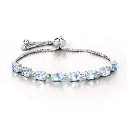 7.60 Carat Genuine Blue Topaz .925 Sterling Silver Bracelet - Bracelets - Custom Crafting Alliance, LLC